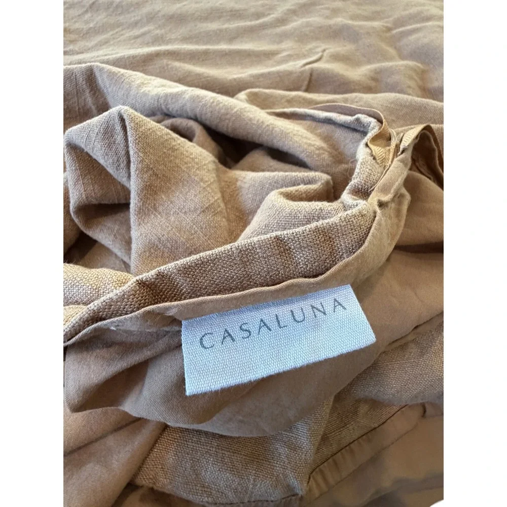 Casaluna Heavyweight Warm Brown Duvet Cover King Linen & Rayon Blend Bedding